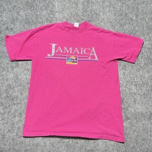 VTG 90s Jamaica Graphic T Shirt XL Signal Mega Tee Pink Single Stitch Distress